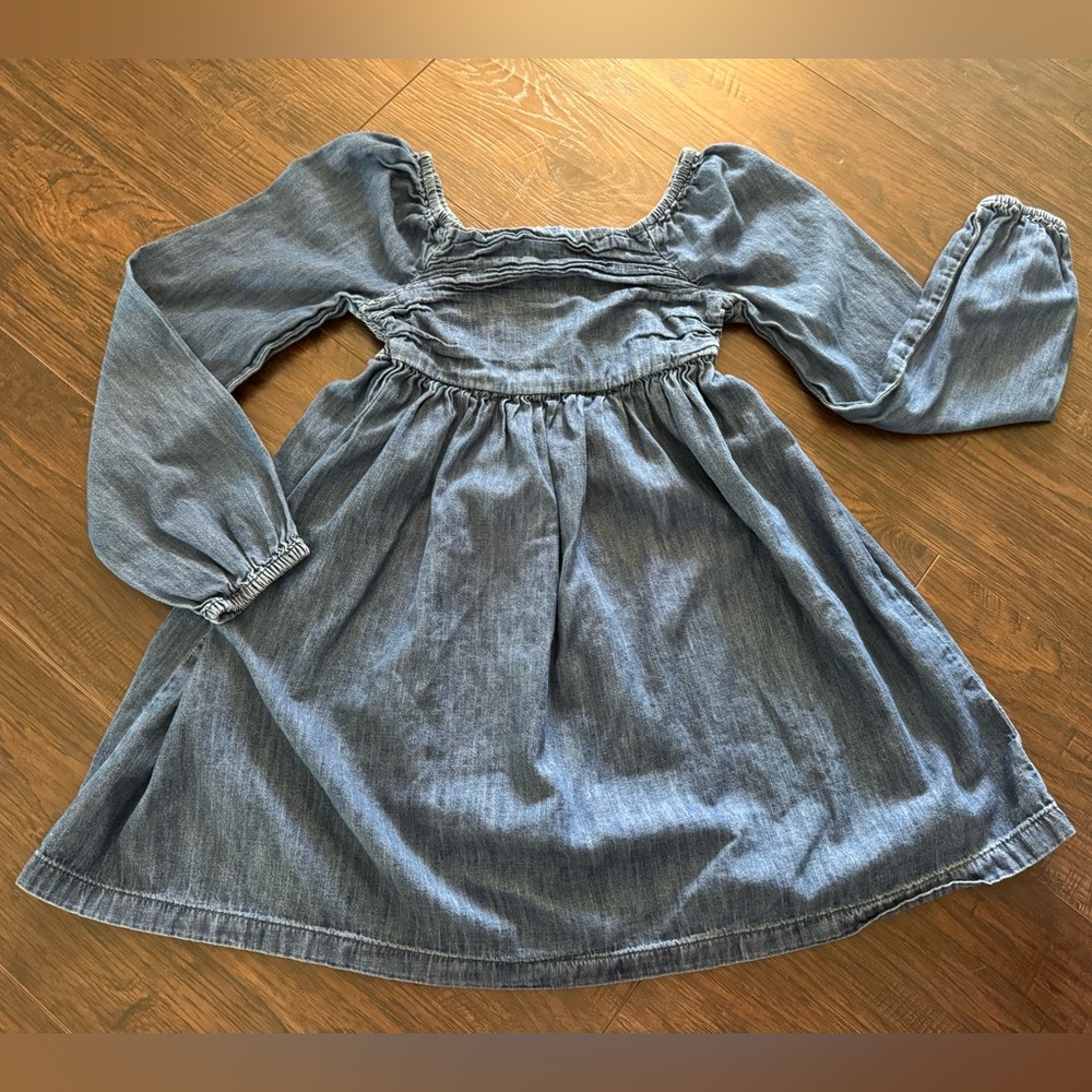 GAP kids Girls' Denim-Effect Long Sleeve Dress